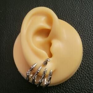 Skeleton claw hand illusion wrap around earrings